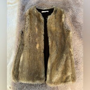 Zara Faux Fur Vest - Tan